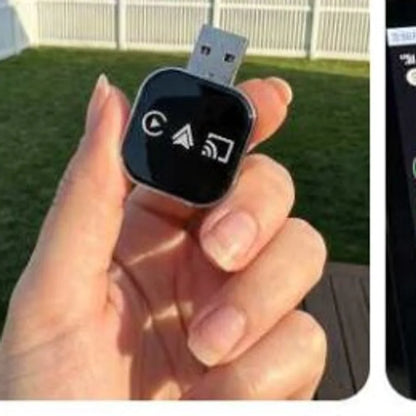 The compact adapter held in one hand