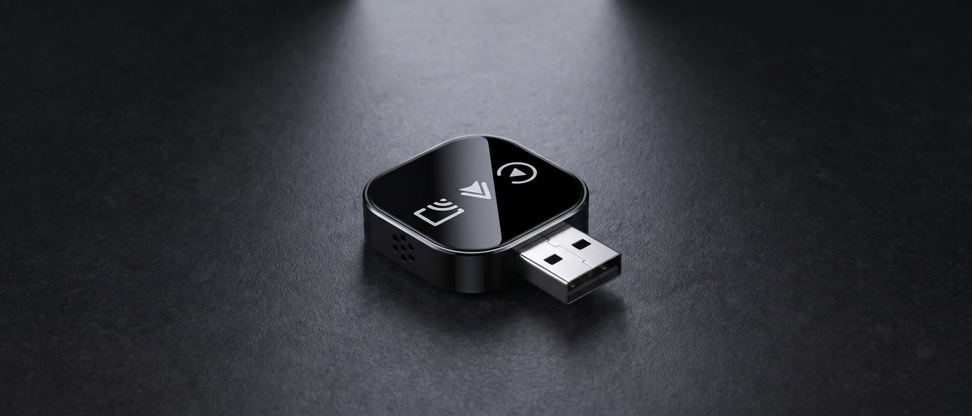 CarConnectPro adapter plugged into a car USB port