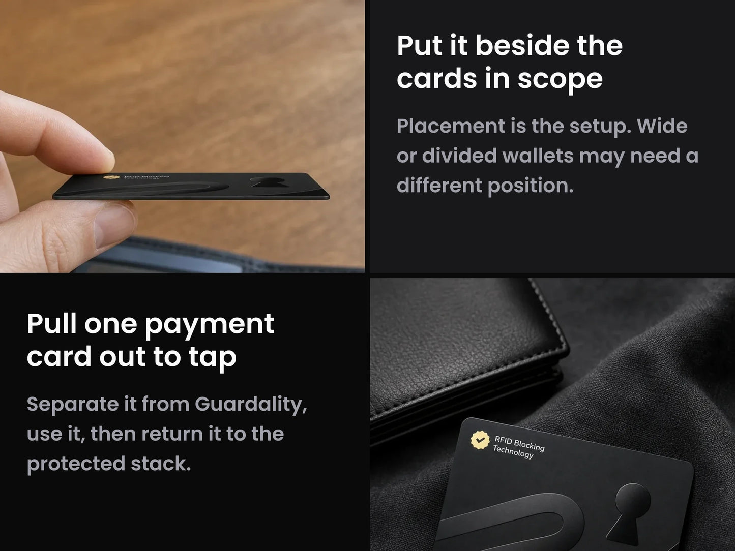 Guardality placement and contactless payment instructions